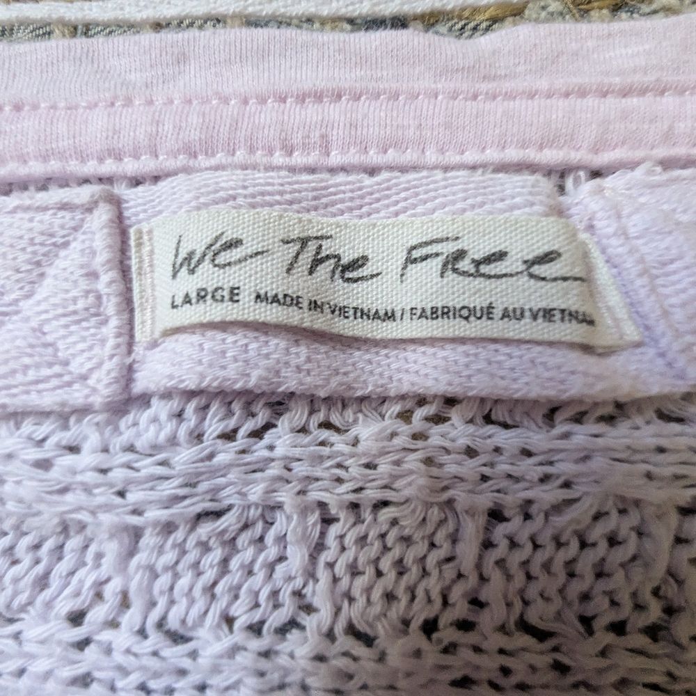 We The Free Free People Light Pink Open Knit Sweater Top L Bohemian Fairycore Et - Picture 3 of 7